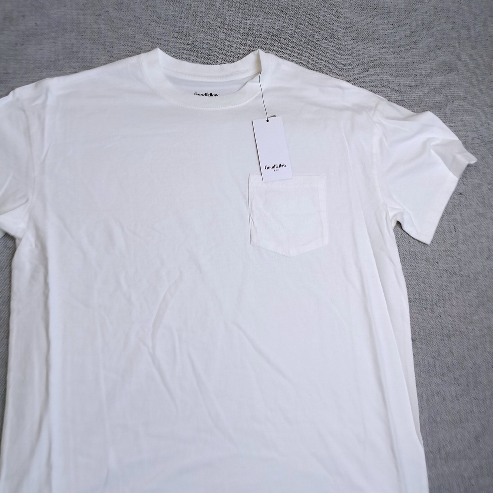 Goodfellow & Co Pocket Tee Mens Large White New Short Sleeve Cotton Crew Neck